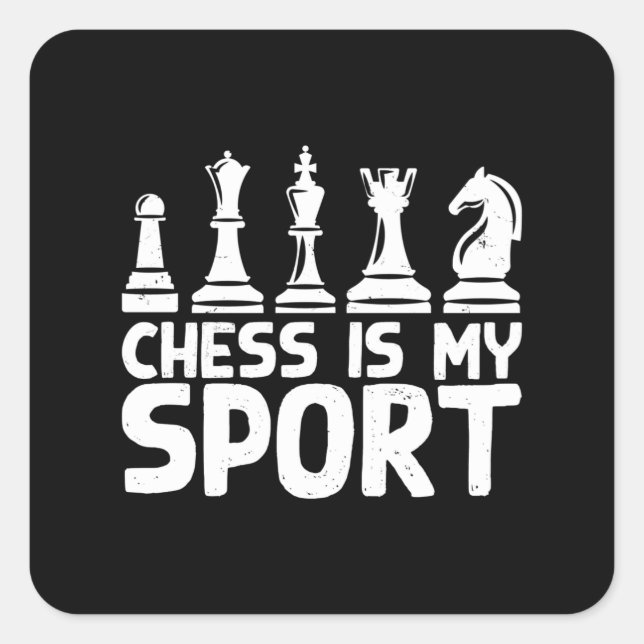 Pegatina Cuadrada El ajedrez es mi deporte (Anverso)