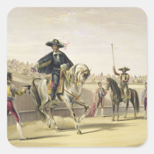 Pegatina Cuadrada El Alguazil entregando las llaves del Toril, 186