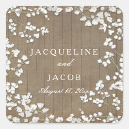 Pegatina Cuadrada El aliento del bebé es el país rústico moderno de 