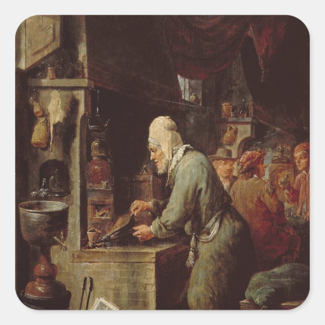 Pegatina Cuadrada El alquimista (Anverso)