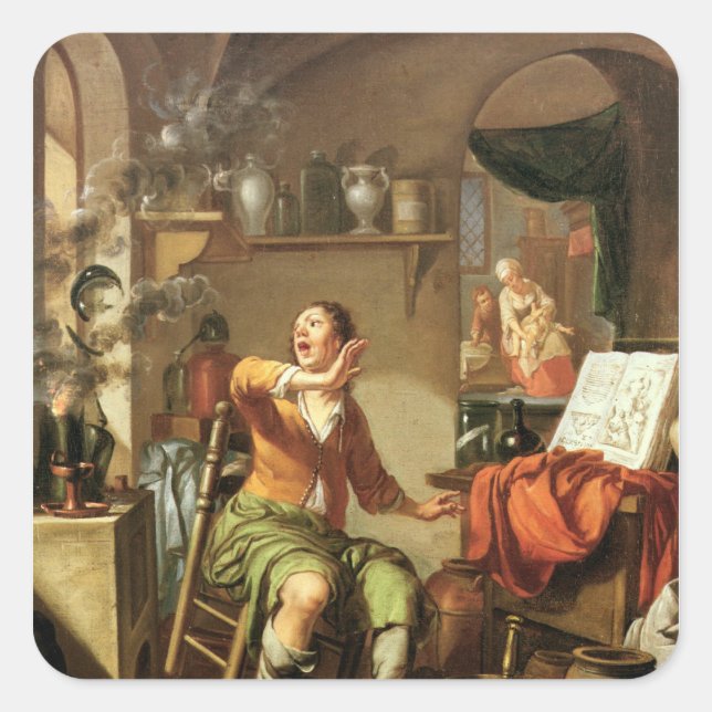 Pegatina Cuadrada El alquimista (Anverso)