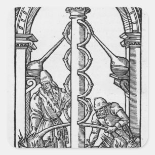 Pegatina Cuadrada El alquimista en el trabajo