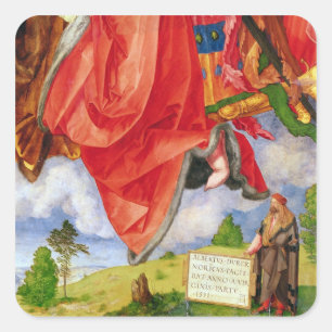 Pegatina Cuadrada El Altarpiece de Landauer, Día de Todos los Santo