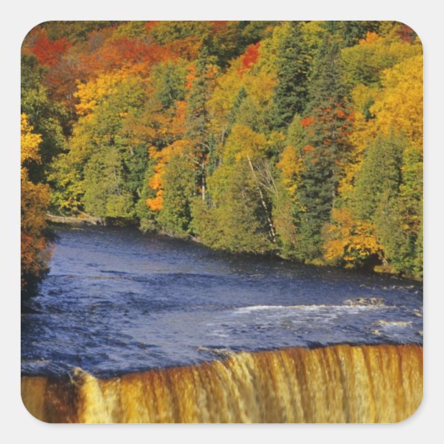 Pegatina Cuadrada El Alto Tahquamenon cae en la Universidad de Michi (Anverso)