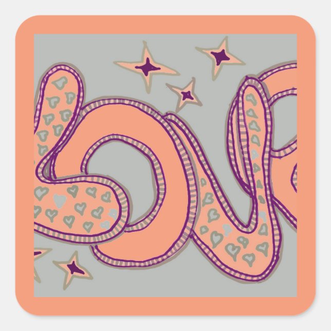 Pegatina Cuadrada El amor al estilo de los años 60 (Anverso)