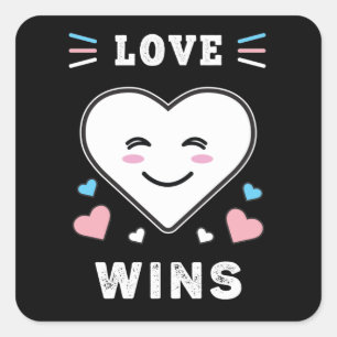 Pegatina Cuadrada El amor cardíaco gana el orgullo transgénero LGBTQ