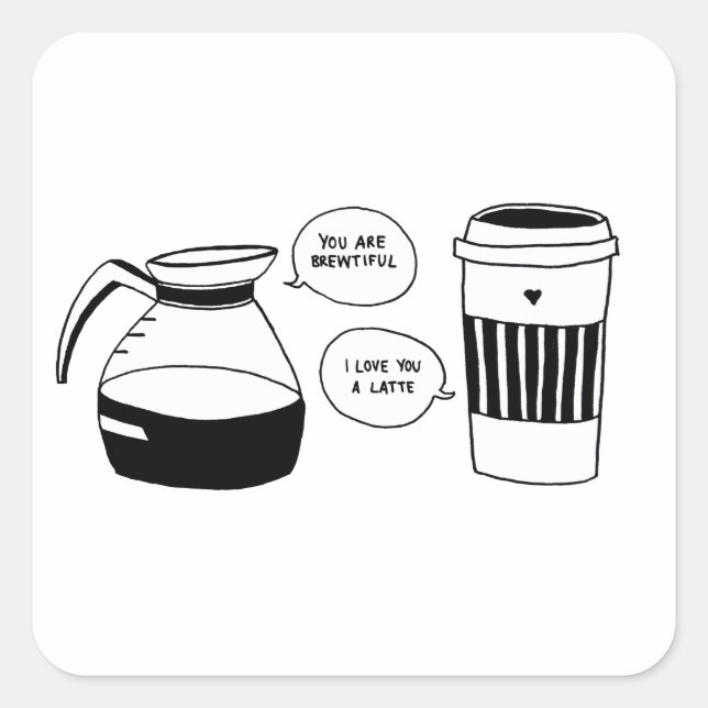 Pegatina Cuadrada El amor de Coffee Latte Valentine (Anverso)