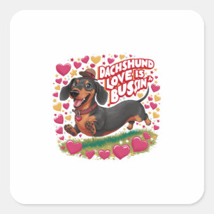 Pegatina Cuadrada El amor de Dachshund es asunto de negocios