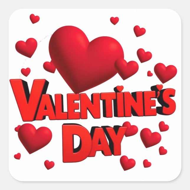 Pegatina Cuadrada El amor de los corazones de San Valentín (Anverso)