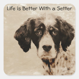 Pegatina Cuadrada El amor de Setter