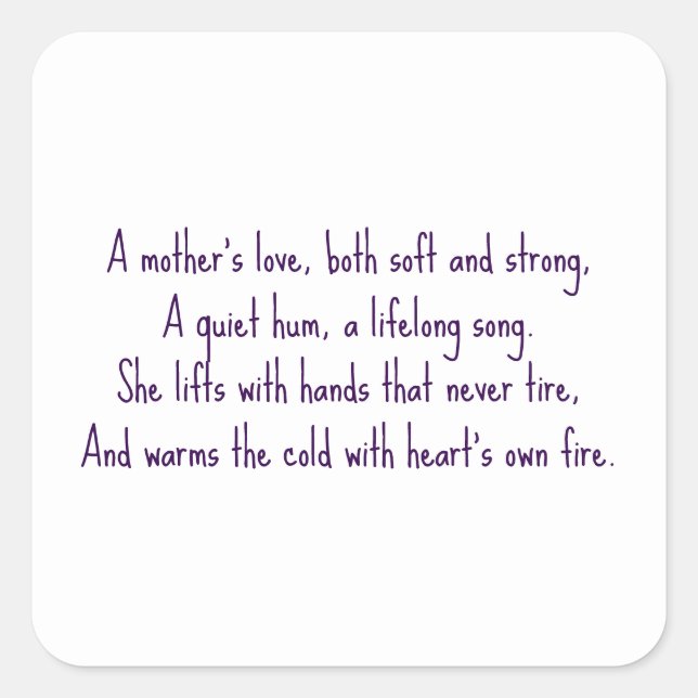 Pegatina Cuadrada El amor de una madre (Anverso)