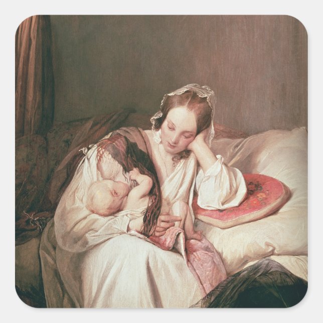 Pegatina Cuadrada El amor de una madre, 1839 (Anverso)