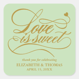 PEGATINA CUADRADA EL AMOR ELEGANTE CLASE ES PALOS DE BODA DULCE