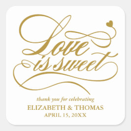 PEGATINA CUADRADA EL AMOR ELEGANTE CLASE ES PALOS DE BODA DULCE