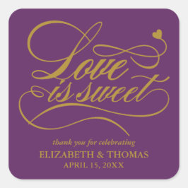 PEGATINA CUADRADA EL AMOR ELEGANTE CLASE ES PALOS DE BODA DULCE