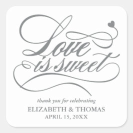 PEGATINA CUADRADA EL AMOR ELEGANTE CLASE ES PALOS DE BODA DULCE