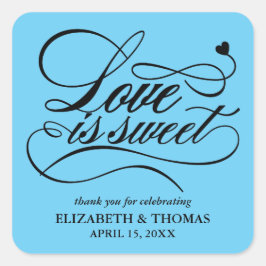 PEGATINA CUADRADA EL AMOR ELEGANTE CLASE ES PALOS DE BODA DULCE