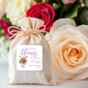 Pegatina Cuadrada El amor en la flor Boda de la flor de la flor del 