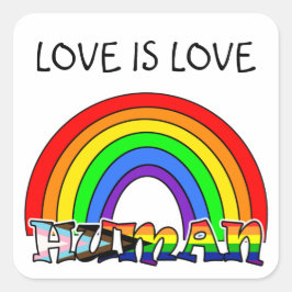 Pegatina Cuadrada El amor es amor, humano, arcoiris