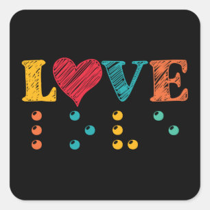 Pegatina Cuadrada El amor es ciego en Braille