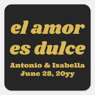 Pegatina Cuadrada El amor es dulce boda en la recepción
