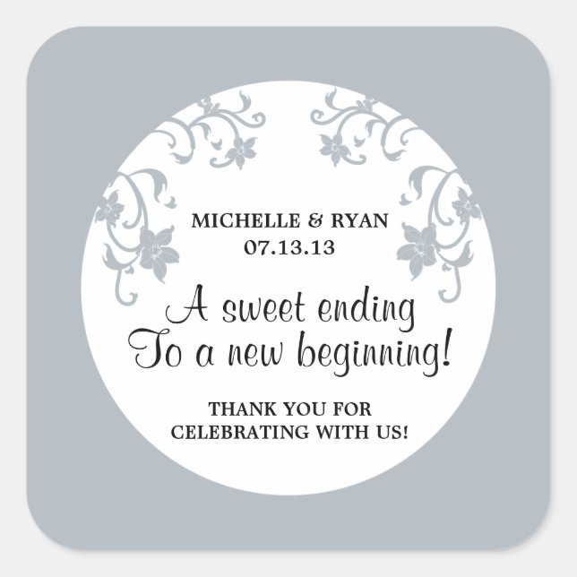 Pegatina Cuadrada El amor es dulce - Flores (Anverso)