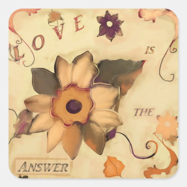 Pegatina Cuadrada El amor es la respuesta (Anverso)