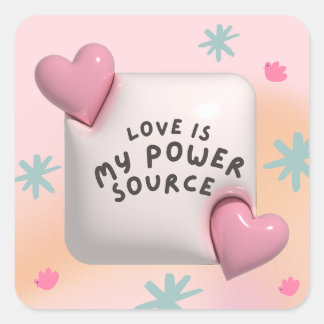 Pegatina Cuadrada El amor es mi fuente de energía