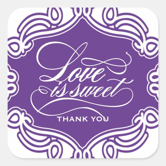 Pegatina Cuadrada El amor es Pegatinas favoritos de la boda dulce (Anverso)