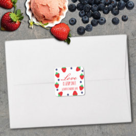 Pegatina Cuadrada El amor es una fruta dulce Bridal Shower