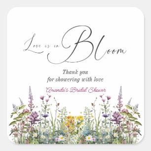 Pegatina Cuadrada El amor está en flor Baño floral de novia con flor