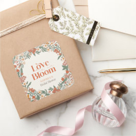 Pegatina Cuadrada El amor está en flor Boho Bridal Shower de flores 