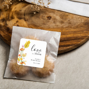 Pegatina Cuadrada El amor está en flor Novia ducha de flores silvest
