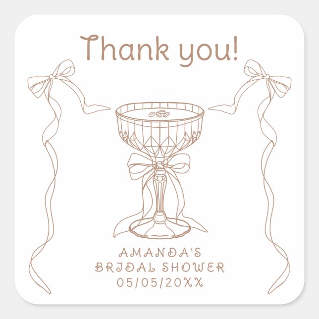 Pegatina Cuadrada El amor está preparándose Hand Drawn Gracias (Anverso)