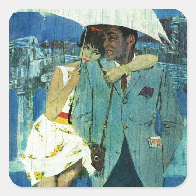 Pegatina Cuadrada El amor llega a la Srta. Lucas (Anverso)