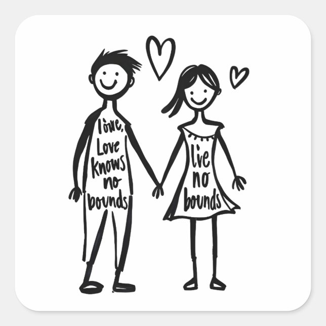 Pegatina Cuadrada El amor no conoce límites (Anverso)