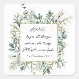 Pegatina Cuadrada El amor nunca falla en la vegetación elegante de l