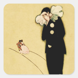 Pegatina Cuadrada El amor perdido de Pierrot por Sophia Chiostri