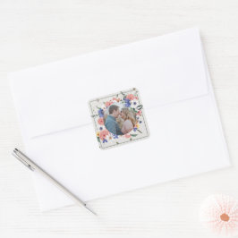 Pegatina Cuadrada El amor salvaje Flor silvestre Boho Wreath Wedding