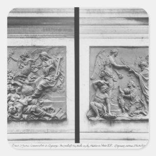 Pegatina Cuadrada El ángel de Francia que expulsa a los herejes