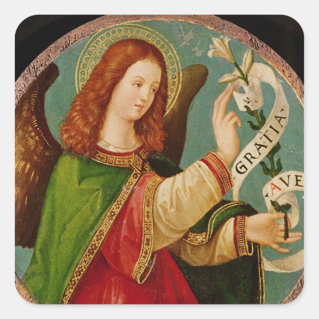 Pegatina Cuadrada El Ángel de la Anunciación (Anverso)