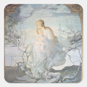 Pegatina Cuadrada El ángel de la vida, 1894