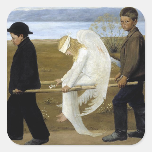 Pegatina Cuadrada El ángel herido (Anverso)