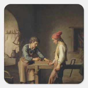 Pegatina Cuadrada El aprendiz joven, antes de 1903