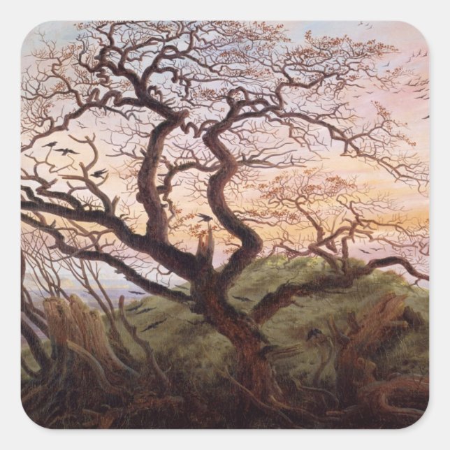 Pegatina Cuadrada El árbol de cuervos, 1822 (Anverso)