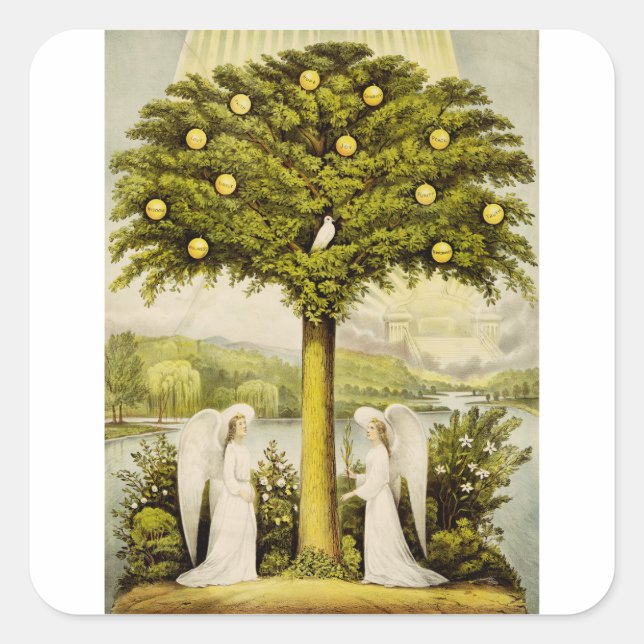 Pegatina Cuadrada El árbol de la vida (Anverso)