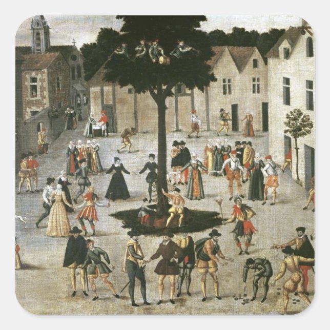 Pegatina Cuadrada El árbol de mayo (Anverso)