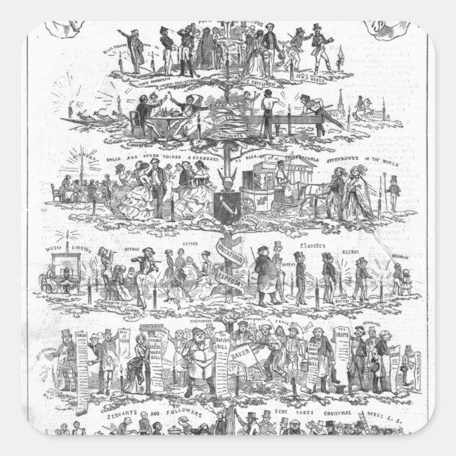 Pegatina Cuadrada El árbol de Navidad (Anverso)