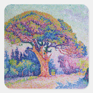 Pegatina Cuadrada El árbol de pino en St Tropez, 1909