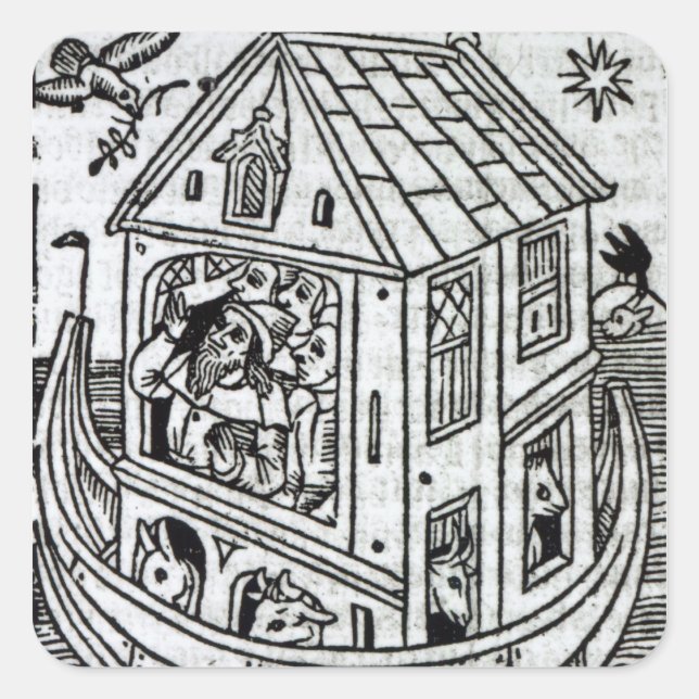 Pegatina Cuadrada El arca de Noé (Anverso)